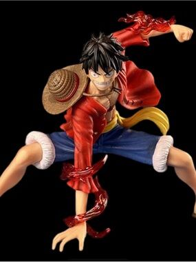 One Piece Luffy Action Figure - Red Jacket, Blue Shorts